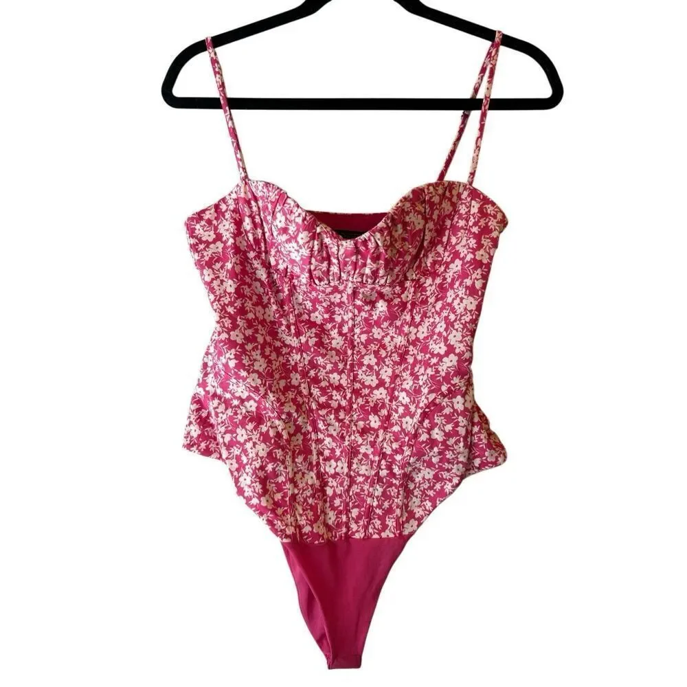 Zara Corset Bodysuit Ditsy Floral Print Sz M Cottagecore Festival Romantic